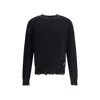 Dsquared2 Textured Knit Sweater With Raw Hem And Distressed Detailing In Black