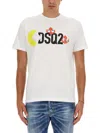Dsquared2 Pac-man Logo Printed Cotton T-shirt In White
