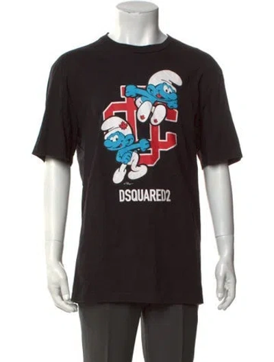 Pre-owned Dsquared2 Dsquared² X The Smurfs Graphic Print T-shirt In Black