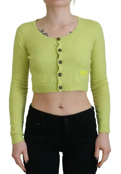Pre-owned Dsquared2 Dsquared² Yellow Cashmere Long Sleeves Cropped Women's Sweater () In Green