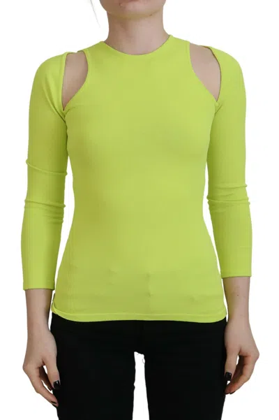 Pre-owned Dsquared2 Dsquared² Yellow Green Viscose Open Shoulder Long Sleeves Women's Top ()