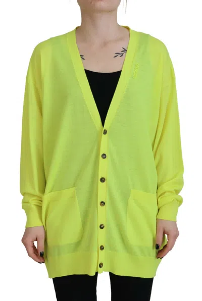 Pre-owned Dsquared2 Dsquared² Yellow Wool Knitted Buttoned Cardigan Women's Sweater ()