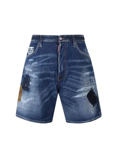 Dsquared2 Bermuda Jeans Man Denim Shorts Blue Size 36 Cotton