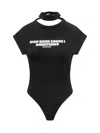 Dsquared2 Black Bodysuit With Print And Neck Tie In Black