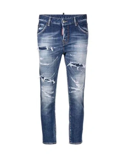 Dsquared2 Bleached Cropped Jeans In Blue