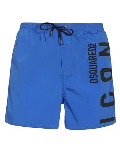 Dsquared2 Boxer Swimsuit Man Swim Trunks Blue Size 30 Polyamide In Blue