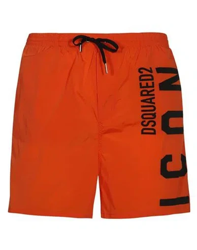 Dsquared2 Boxer Swimsuit Man Swim Trunks Orange Size 34 Polyamide