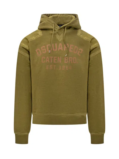 Dsquared2 Cypro Shoulder-detail Hoodie In Green