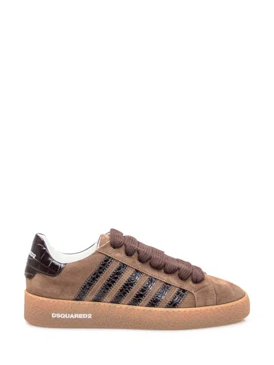 Dsquared2 Brown Suede Sneakers With Leather Details
