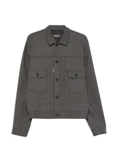 Dsquared2 Button-up Pocket-detail Jacket In Gray