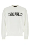 Dsquared2 Solid Color Crew-neck Sweatshirt With Contrasting Logo In White