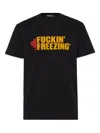 Dsquared2 Black Crewneck T-shirt With Print On The Front And Logo Lettering On The Rear In Black