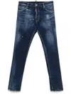 Dsquared2 Slim Fit Distressed Blue Denim Jeans With Paint Splatters
