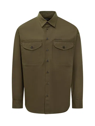 Dsquared2 Cotton Shirt With Front Pockets In Green