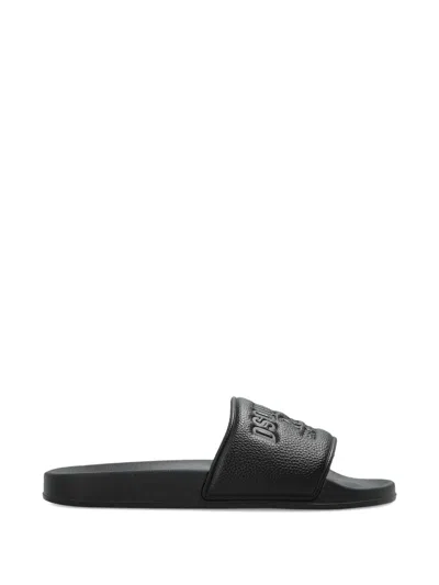Dsquared2 Debossed Sliders In Black