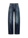Dsquared2 Denim Blue Vintage Effect Wide Leg Jeans In Blue