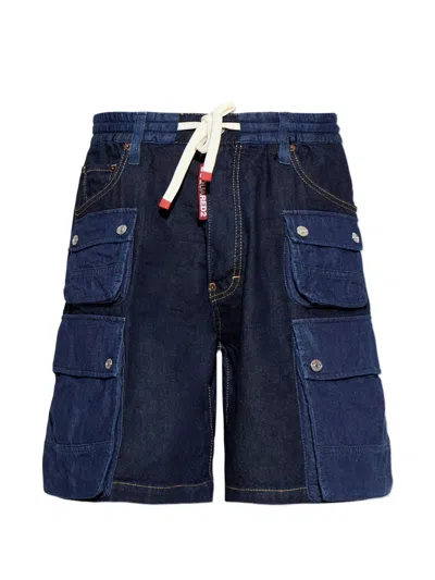 Dsquared2 Denim Cargo Shorts In Blue