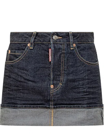Dsquared2 Denim Miniskirt In Blue