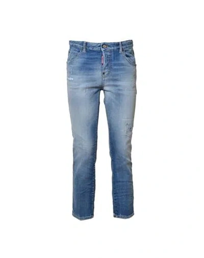 Dsquared2 Distressed-effect Cropped Jeans Woman Jeans Blue Size 10 Cotton In Grey
