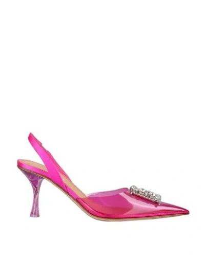Dsquared2 Embellished Logo Slingback Pumps Woman Pumps Fuchsia Size 8 Other Fibres In Pink