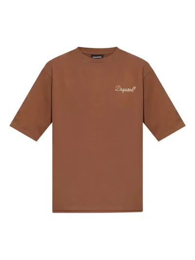 Dsquared2 Embroidered T-shirt In Brown
