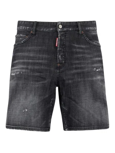 Dsquared2 Fog Wash Denim Shorts In Black
