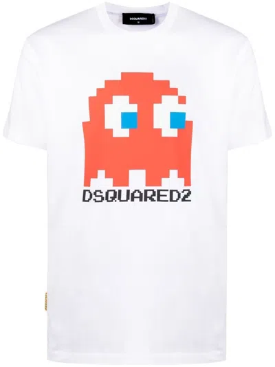Dsquared2 Graphic Cotton Crewneck. In White