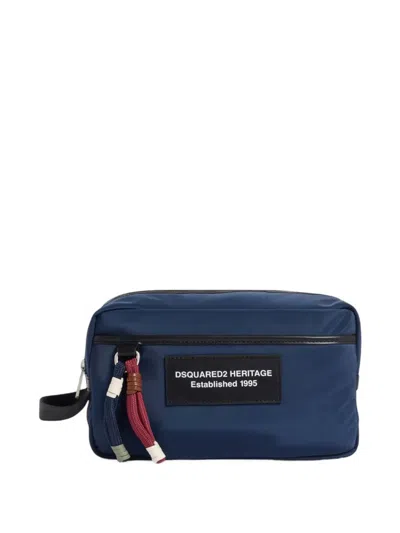 Dsquared2 Heritage Wash Bag In Blue