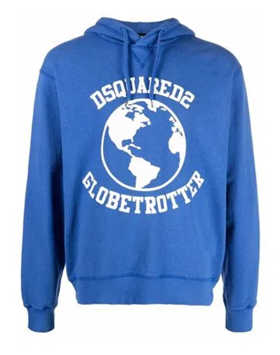 Dsquared2 Hoodie Sweatshirt Man Sweatshirt Blue Size Xxl Cotton