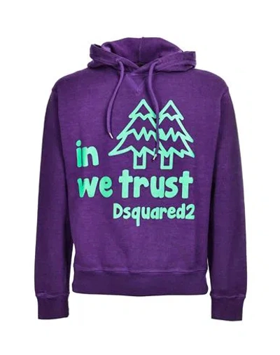 Dsquared2 Hoodie Sweatshirt Man Sweatshirt Purple Size Xxl Cotton