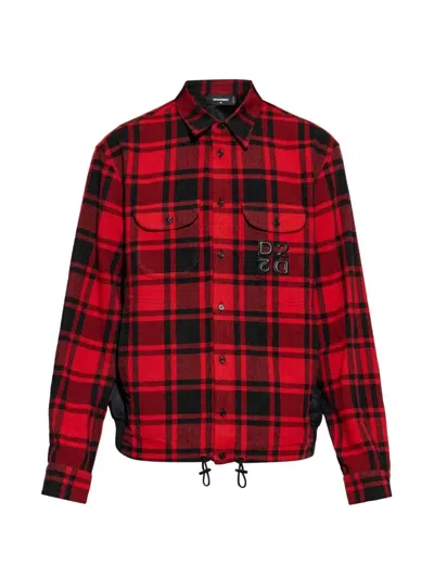 Dsquared2 Hybrid Logo-patch Shirt Jacket In Multi