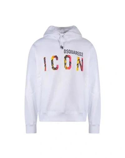 Dsquared2 Logo Printed Drawstring Hoodie In White