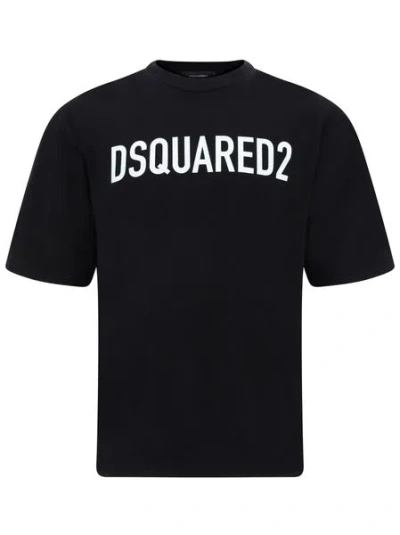 Dsquared2 Crew Neck T-shirt With Printed Logo In Black