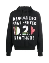 Dsquared2 Bros Cool Hoodie Cotton Sweatshirt In Black