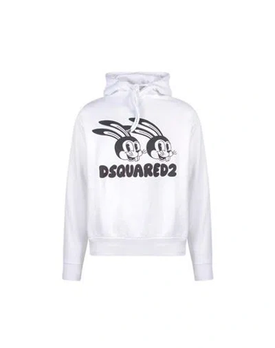 Dsquared2 Logo Printed Drawstring Hoodie In White