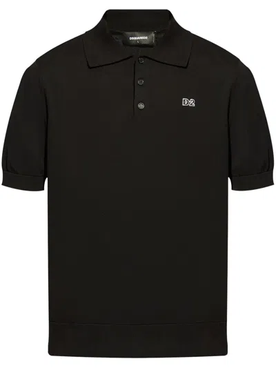 Dsquared2 Logo Patch Polo Shirt In Black