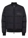 Dsquared2 Classic Black Puffer Bomber Jacket With Ribbed Cuffs In Black
