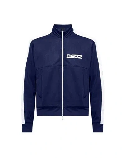 Dsquared2 Logo Print Sweatshirt Man Sweatshirt Blue Size Xl Cotton