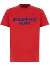 Dsquared2 Red Crewneck T-shirt With Logo Lettering On The Front In Red