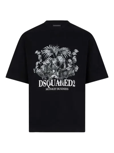 Dsquared2 Monkey Business Graphic T-shirt In Black