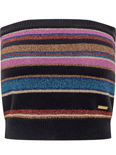 Dsquared2 Multicolor Striped Bandeau Top In Black