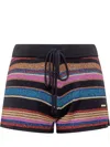 Dsquared2 Stripe-pattern Glitter-embellishment Shorts In Multi