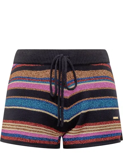 DSQUARED2 DSQUARED2 DSQUARED2 MULTICOLOR STRIPED SHORTS WITH DRAWSTRING