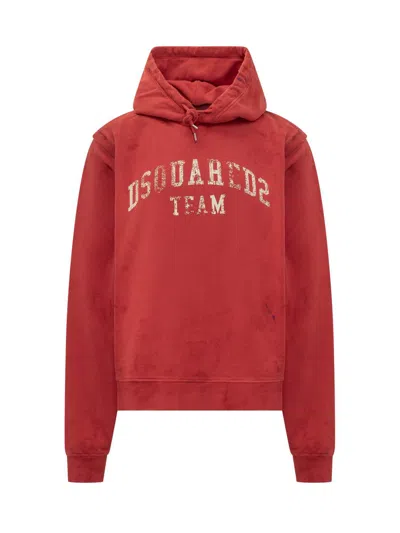 Dsquared2 Red Hoodie With Logo Print
