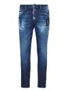Dsquared2 Distressed Blue Denim Jeans With Concealed Fly In Blue