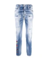 Dsquared2 Icon Printed Slim-cut Jeans In Blue