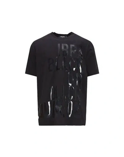 Dsquared2 T-shirt Ibra Black On Black Man T-shirt Black Size M Cotton