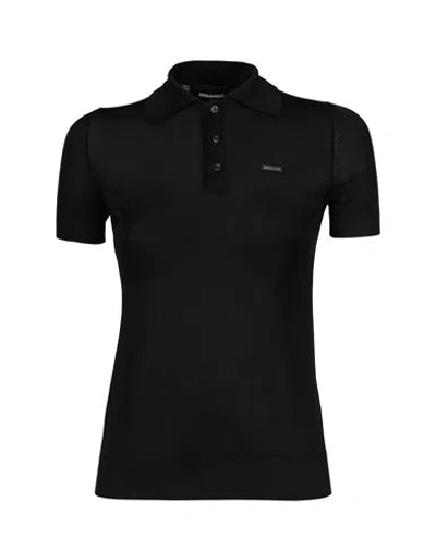 Dsquared2 Viscose Polo Woman Polo Shirt Black Size L Viscose