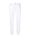 Dsquared2 White Bull Stretch Denim Cropped Fit Jennifer Jeans 15cm In White