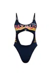 Dsquared2 Multicolour Cut-out Bodysuit Adjustable Straps In Blue